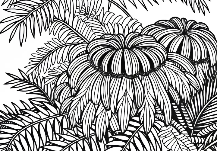 Ausmalbild einer Jellypalme (Butia capitata) kostenlos herunterladen