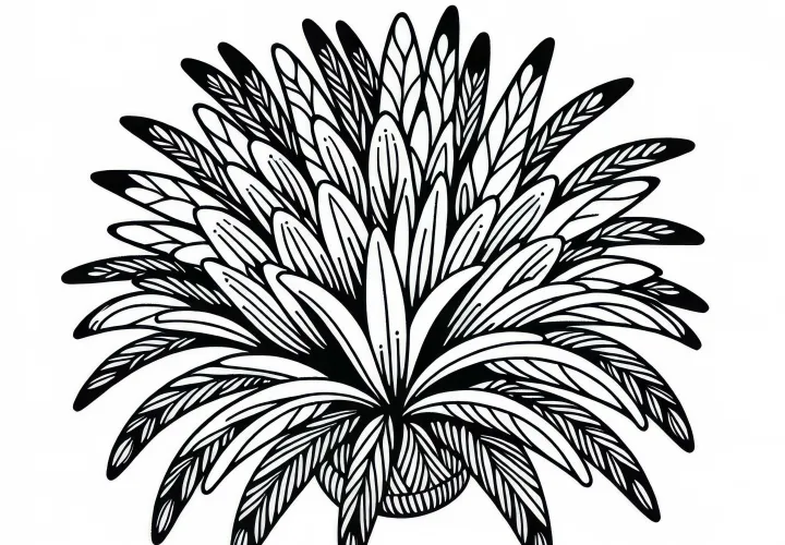 Ausmalbild einer südafrikanischen Zwergpalme (Phoenix reclinata) – Kostenlos zum Download