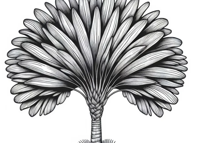 Ausmalbild einer Reisepalme (Ravenala madagascariensis) – Kostenloses Download-Angebot