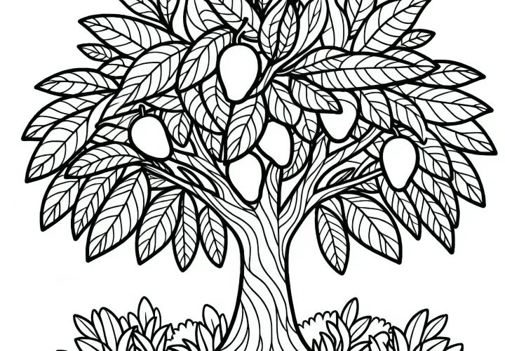 Mango tree coloring page free