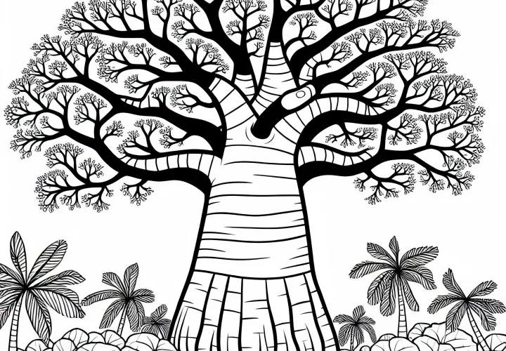 Baobab: Coloring page of the baobab tree Free