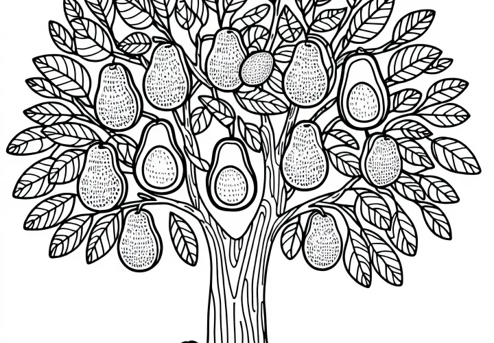 Avocado tree coloring page free