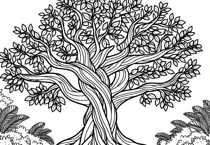 Banyan tree coloring page free download