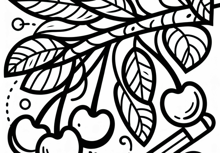 Malba třešní na třešňovém stromě zdarma