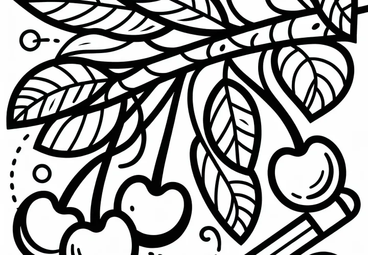 Kirschen am Kirschbaum Malvorlage Kostenlos