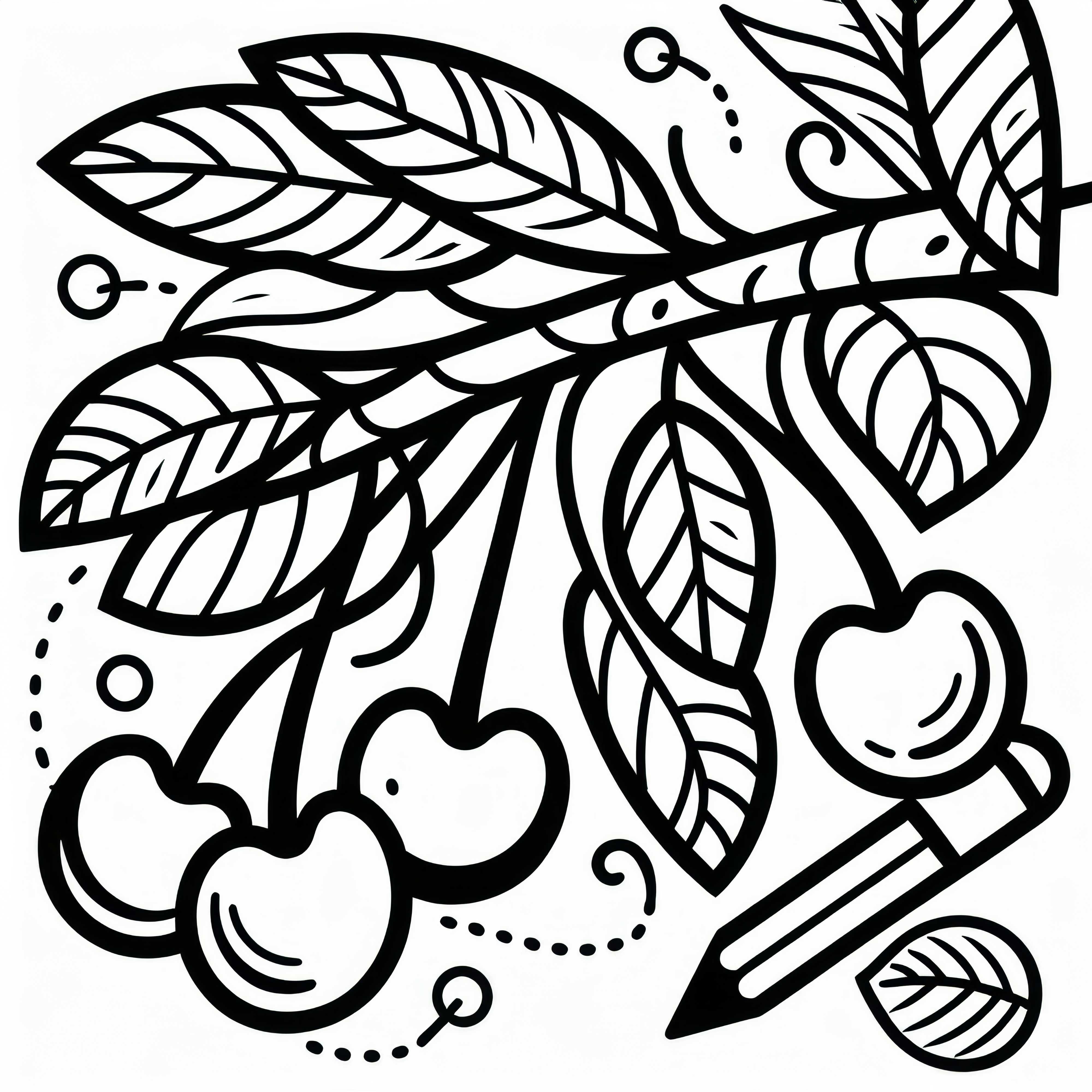 Cseresznye a cseresznyefán színező minta ingyenesen Cseresznye a cseresznyefán színezőlap ingyenesen