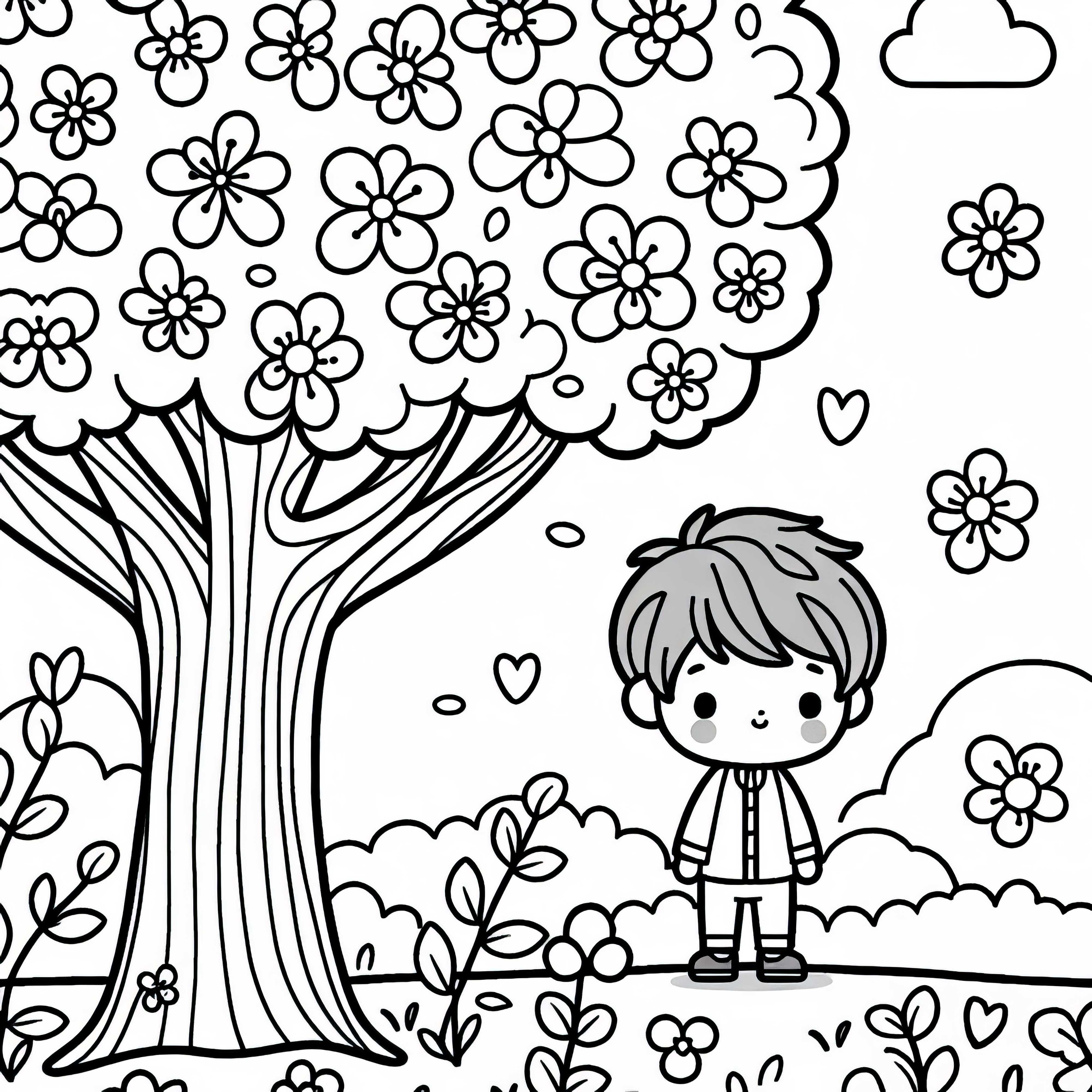 Dítě pod třešní omalovánka zdarma