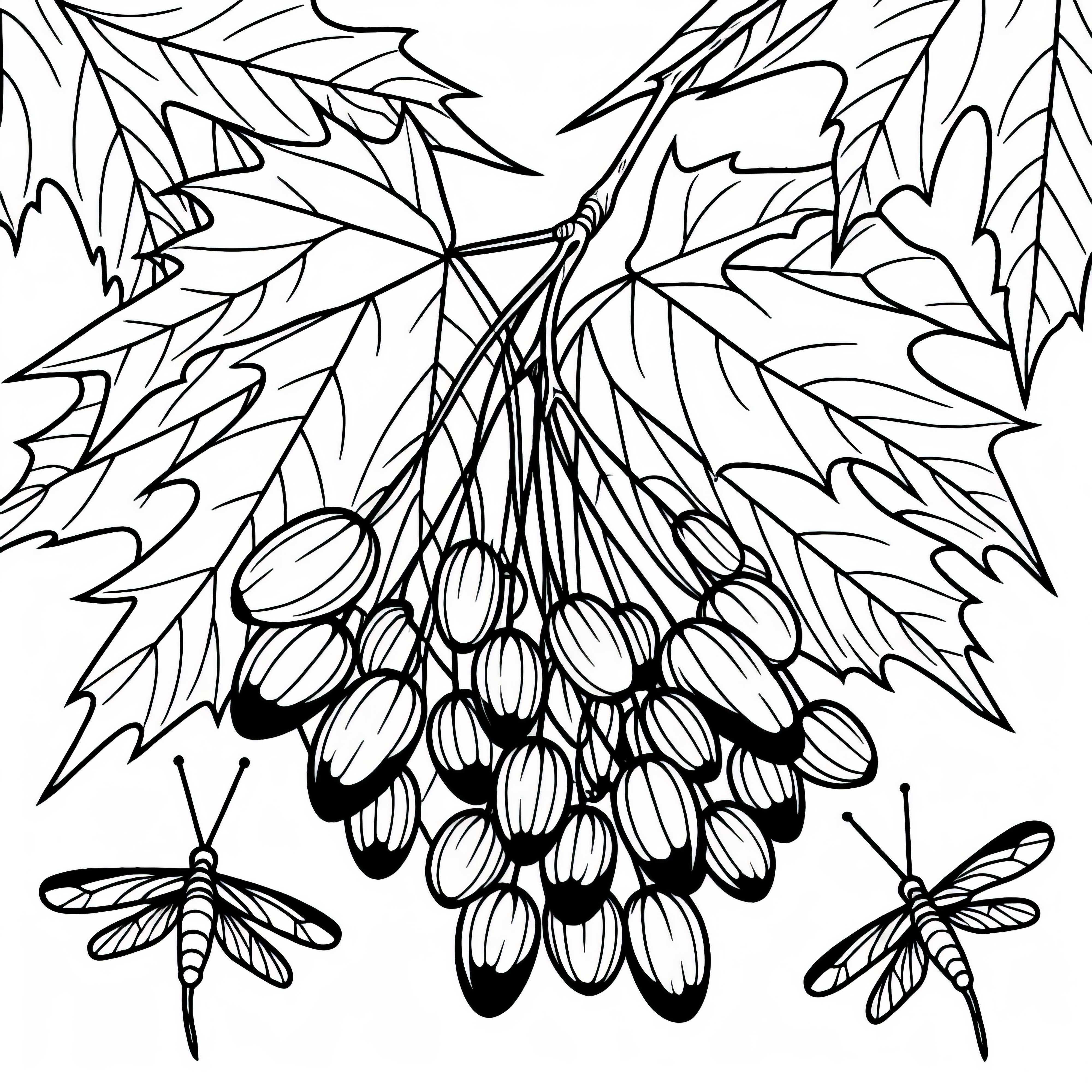 Coloriage de fruits d'érable et de pince-nez sur un érable - À télécharger gratuitement