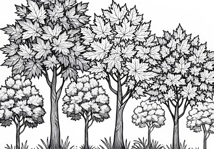 Plusieurs modèles de coloriage d'érables gratuits