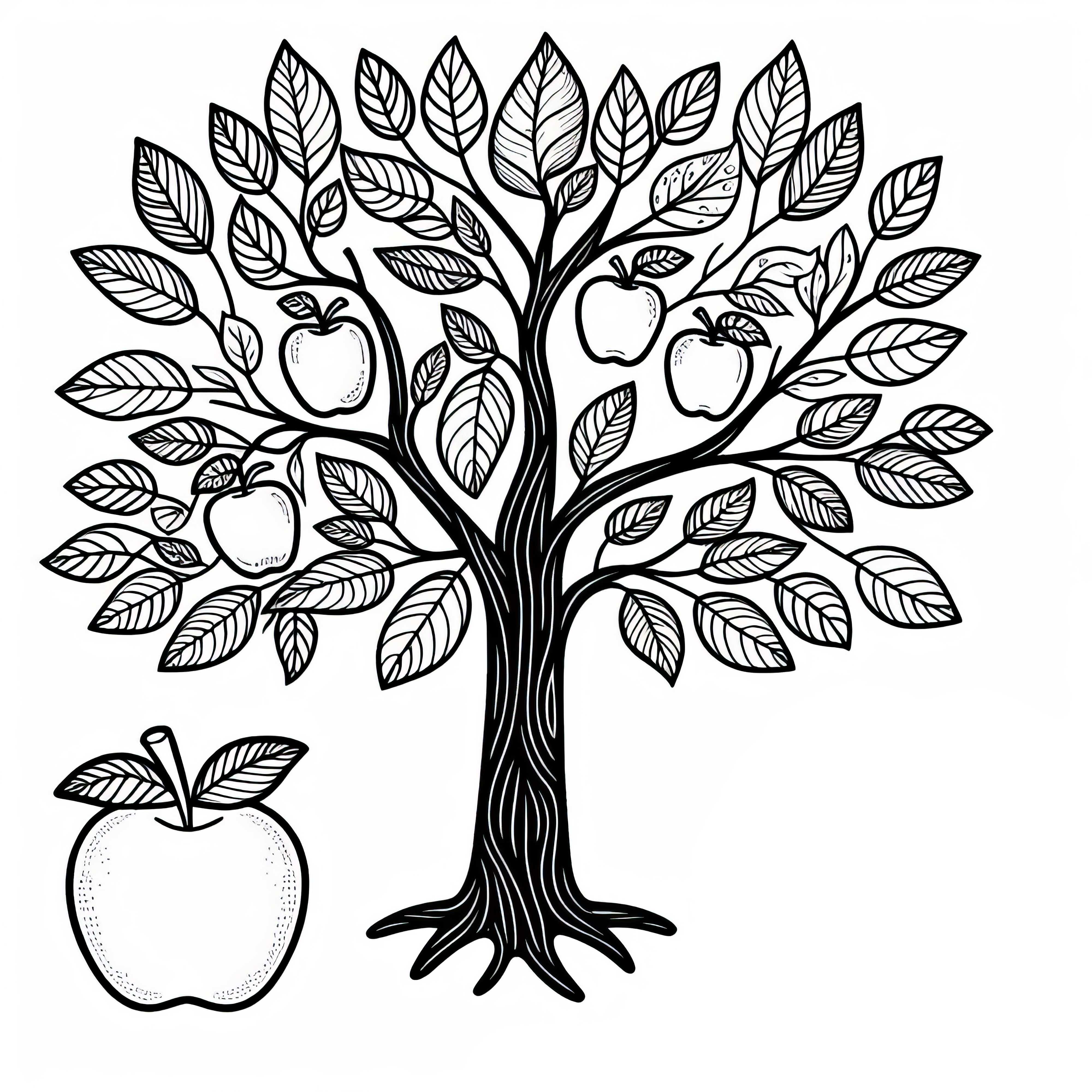 Modèle de coloriage de pommier gratuit