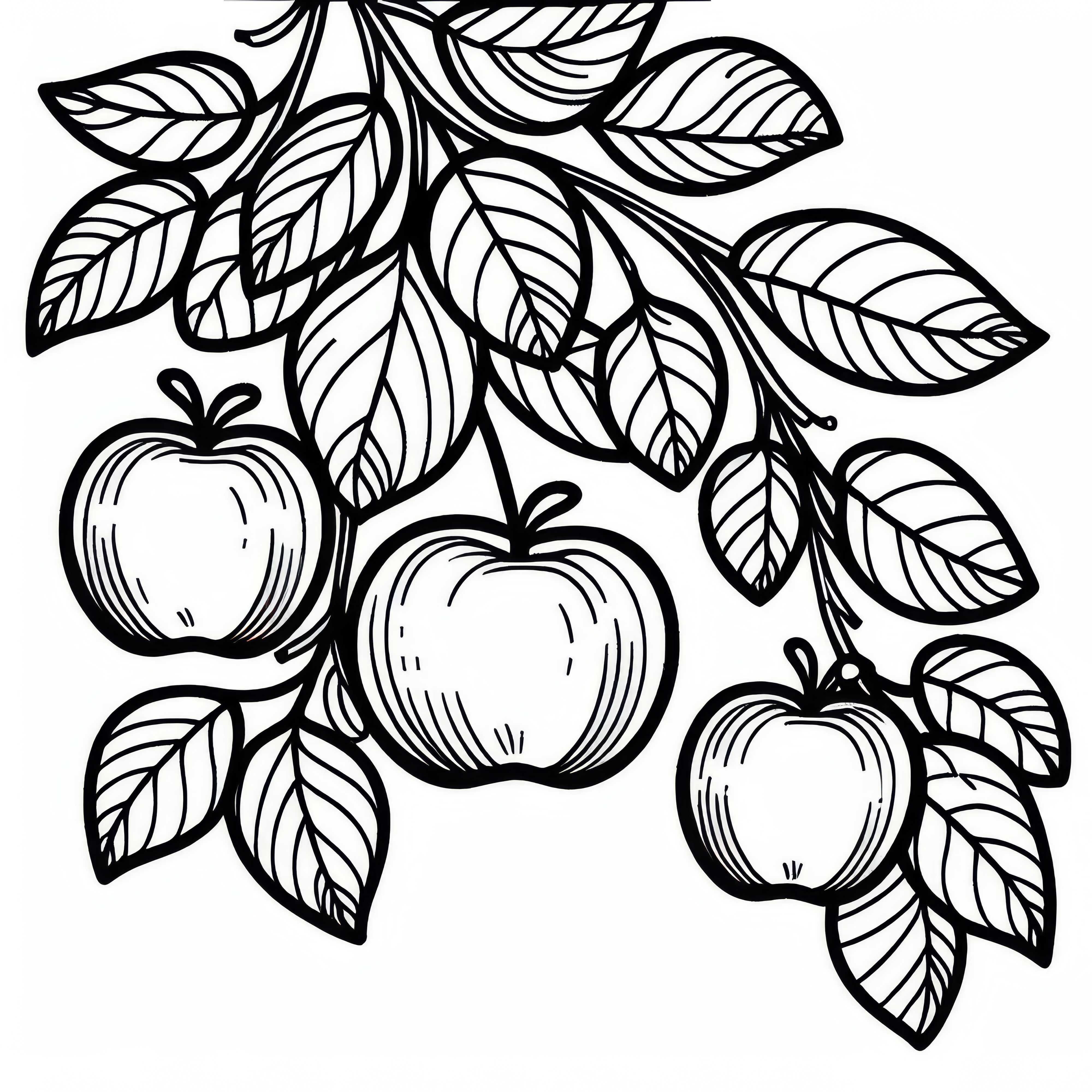 Téléchargez gratuitement un coloriage d'une pomme dans un pommier