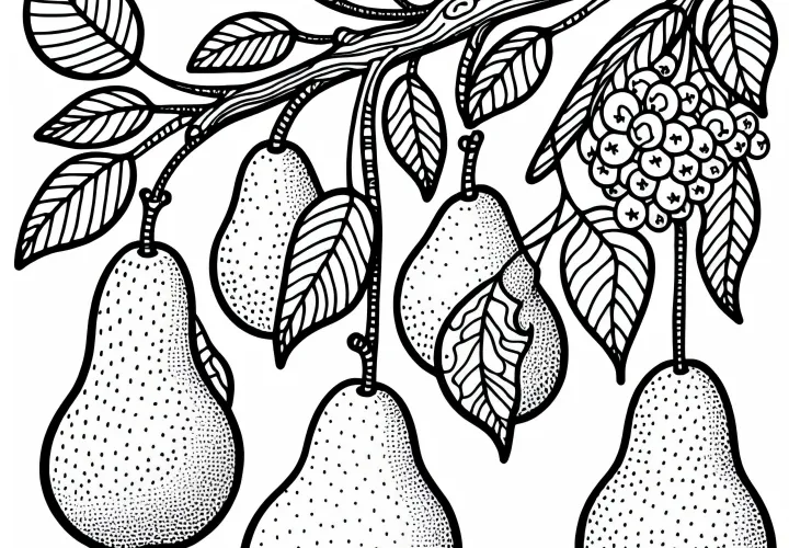 Birnen am Birnbaum – Malvorlage Gratis