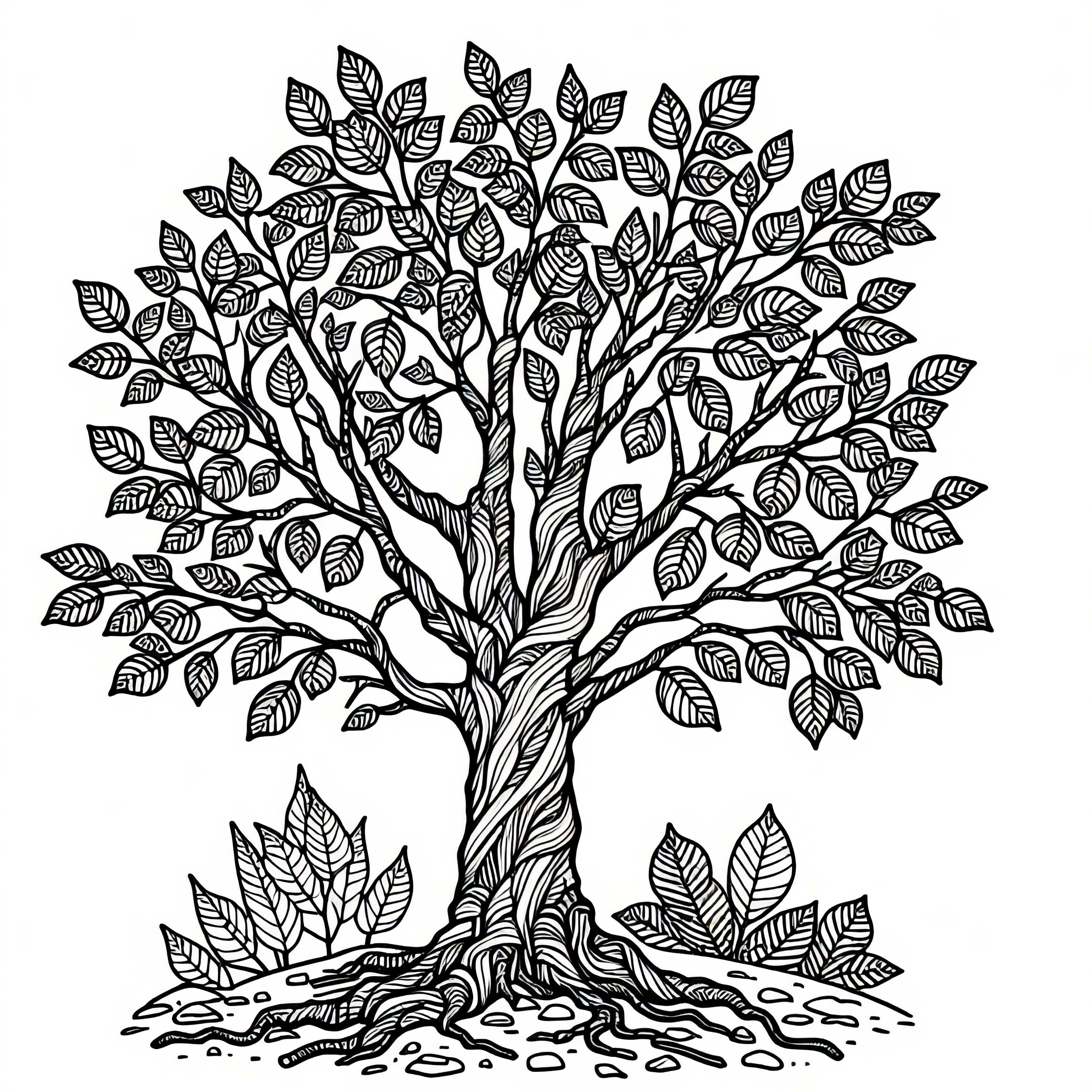 Image à colorier d'un arbre feuillu à télécharger gratuitement
