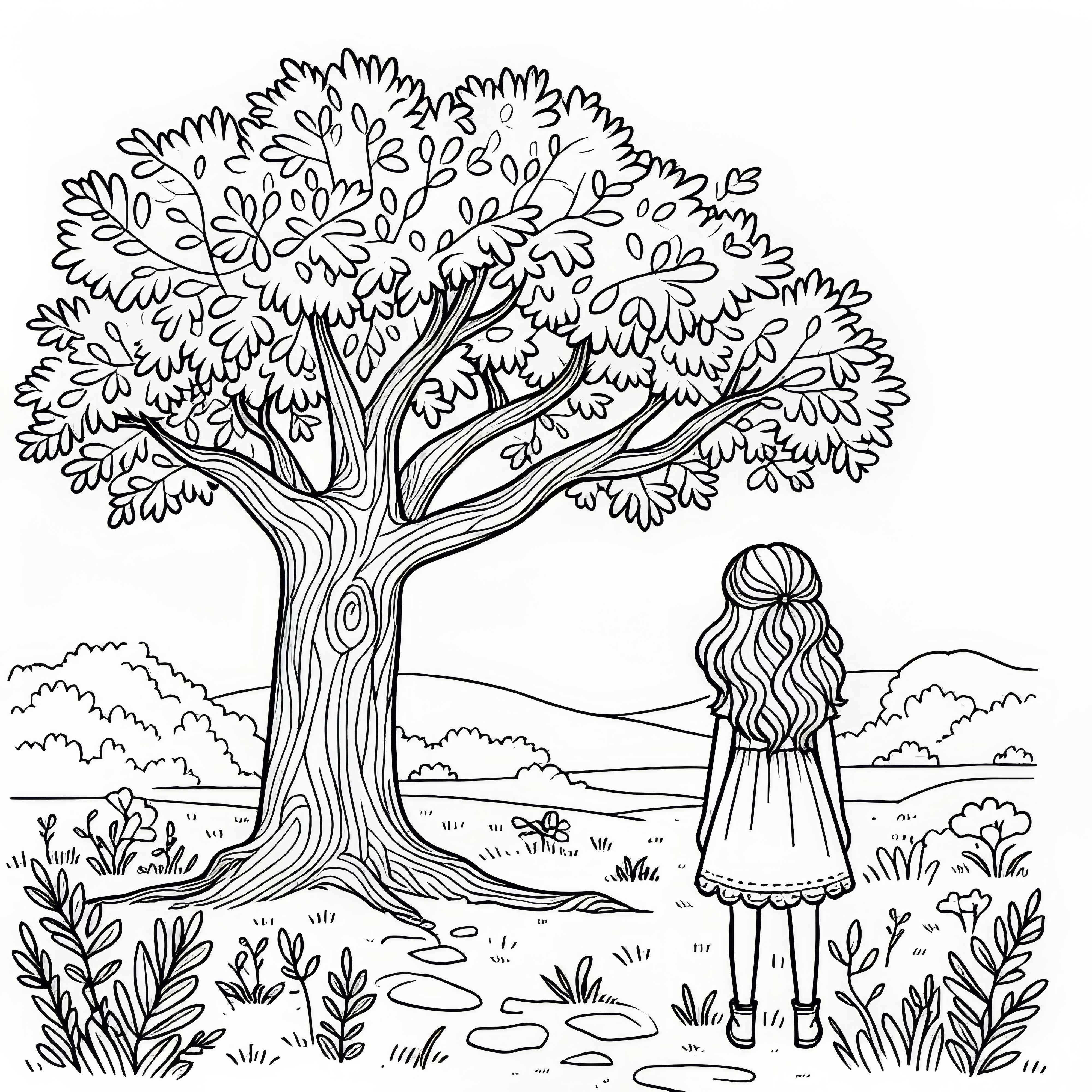 L'enfant sous le chêne modèle de coloriage gratuit