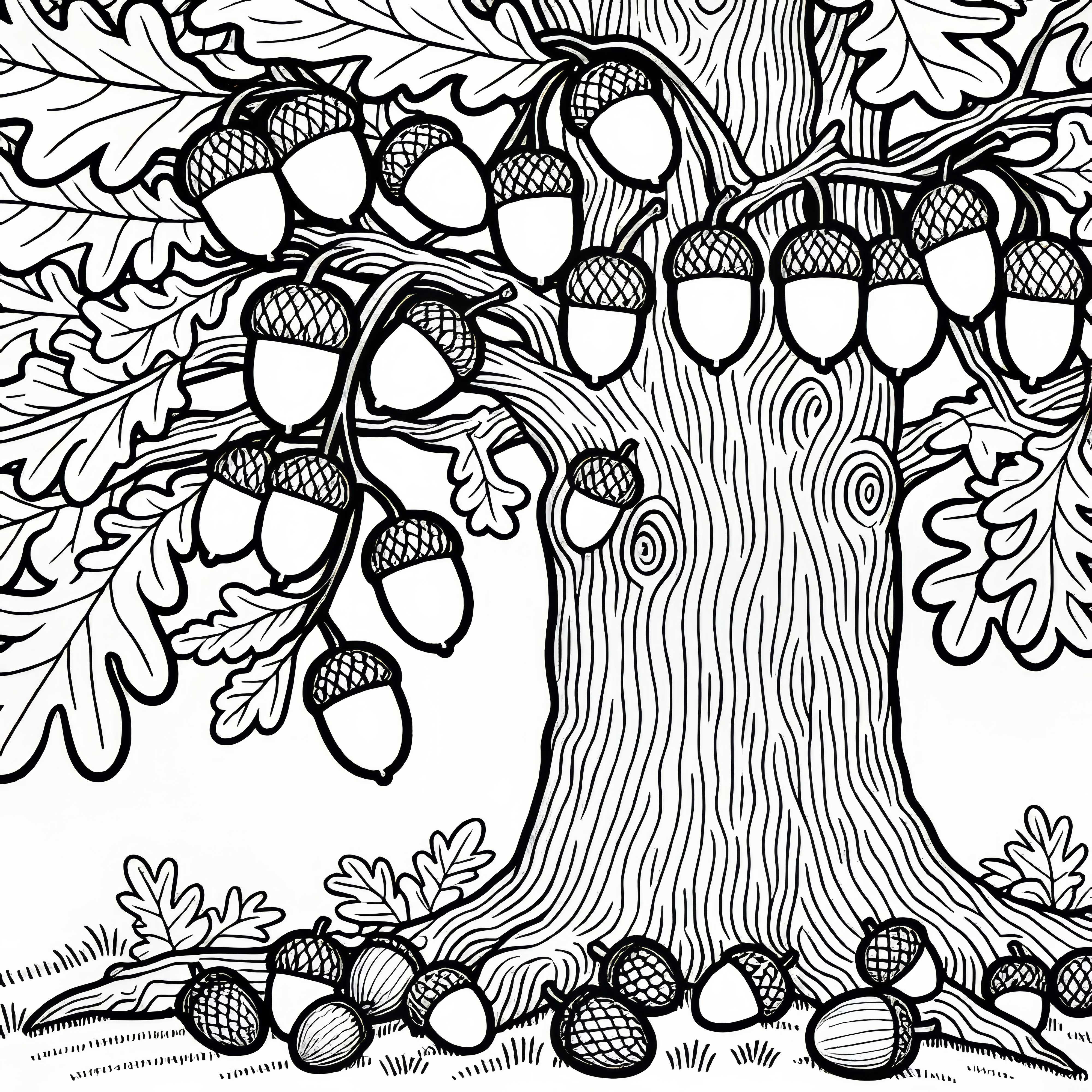 Glands de chêne - Modèle à colorier gratuit