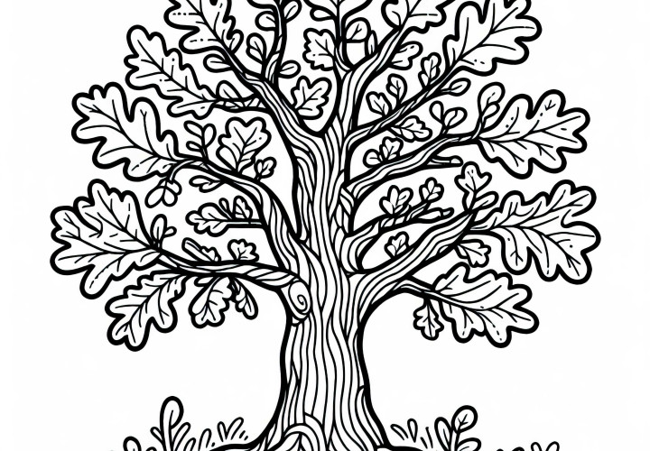 Zdarma ke stažení: omalovánka dubu