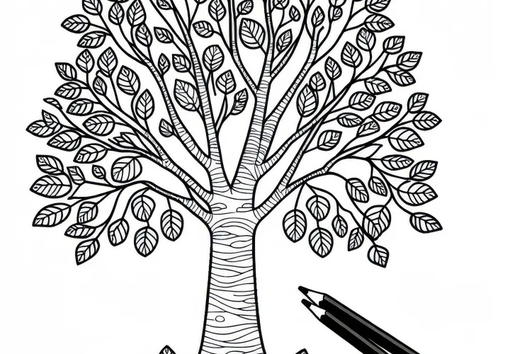 Ausmalbild eines Laubbaums kostenlos herunterladen und ausprobieren