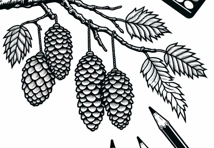 Erlenzapfen Ausmalbild Kostenlos