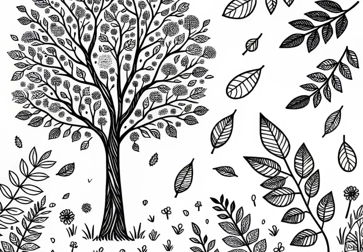 Ausmalbild einer Esche kostenlos herunterladen