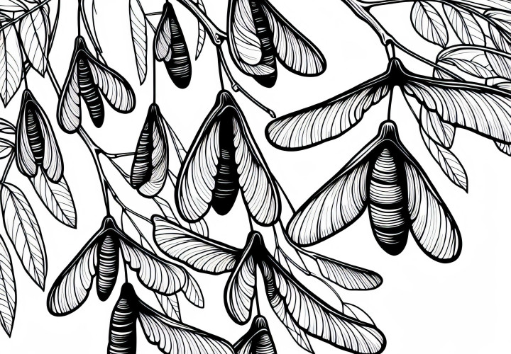 날개 달린 물푸레나무 열매 색칠하기 무료 도안