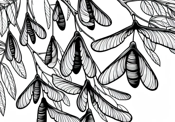 Geflügelte Eschenfrüchte Ausmalvorlage Gratis