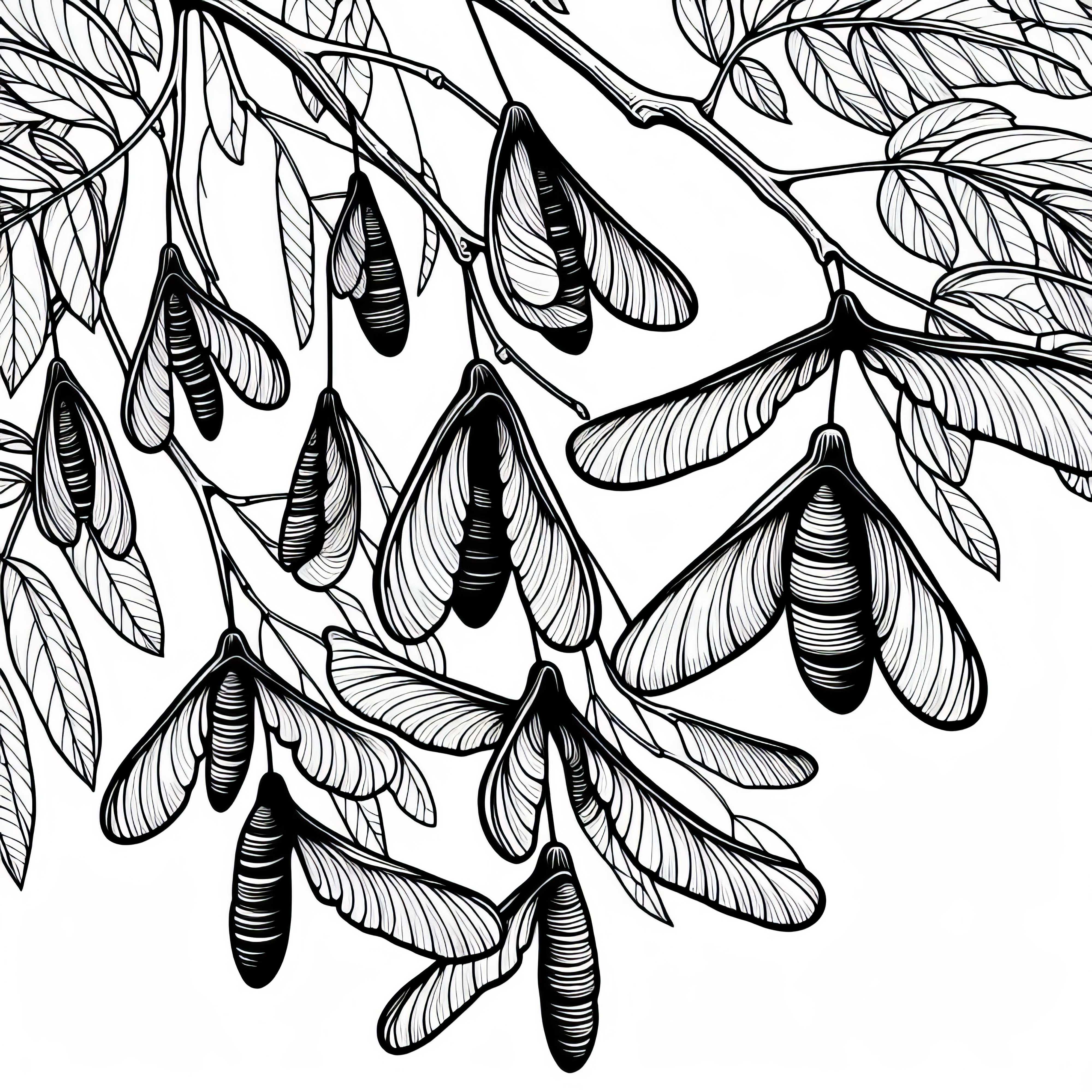 무료 날개 달린 물푸레나무 열매 색칠하기 도안 날개 달린 호두 열매 색칠하기 무료 템플릿