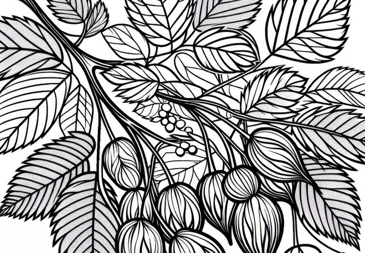 Fruits on Hornbeam – Free Coloring Page