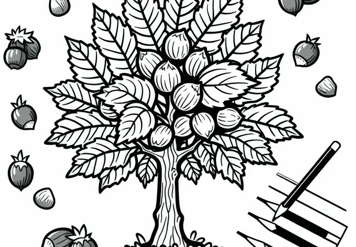 Haselnussbaum Ausmalbild Kostenlos