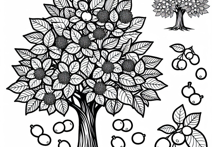 Image à colorier d'un arbre feuillu - Modèle de coloriage gratuit à imprimer