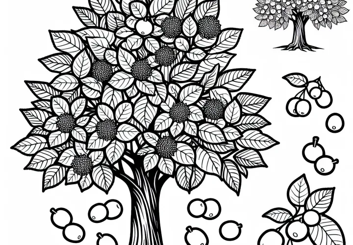 Ausmalbild eines Laubbaums – Kostenlose Malvorlage zum Ausdrucken
