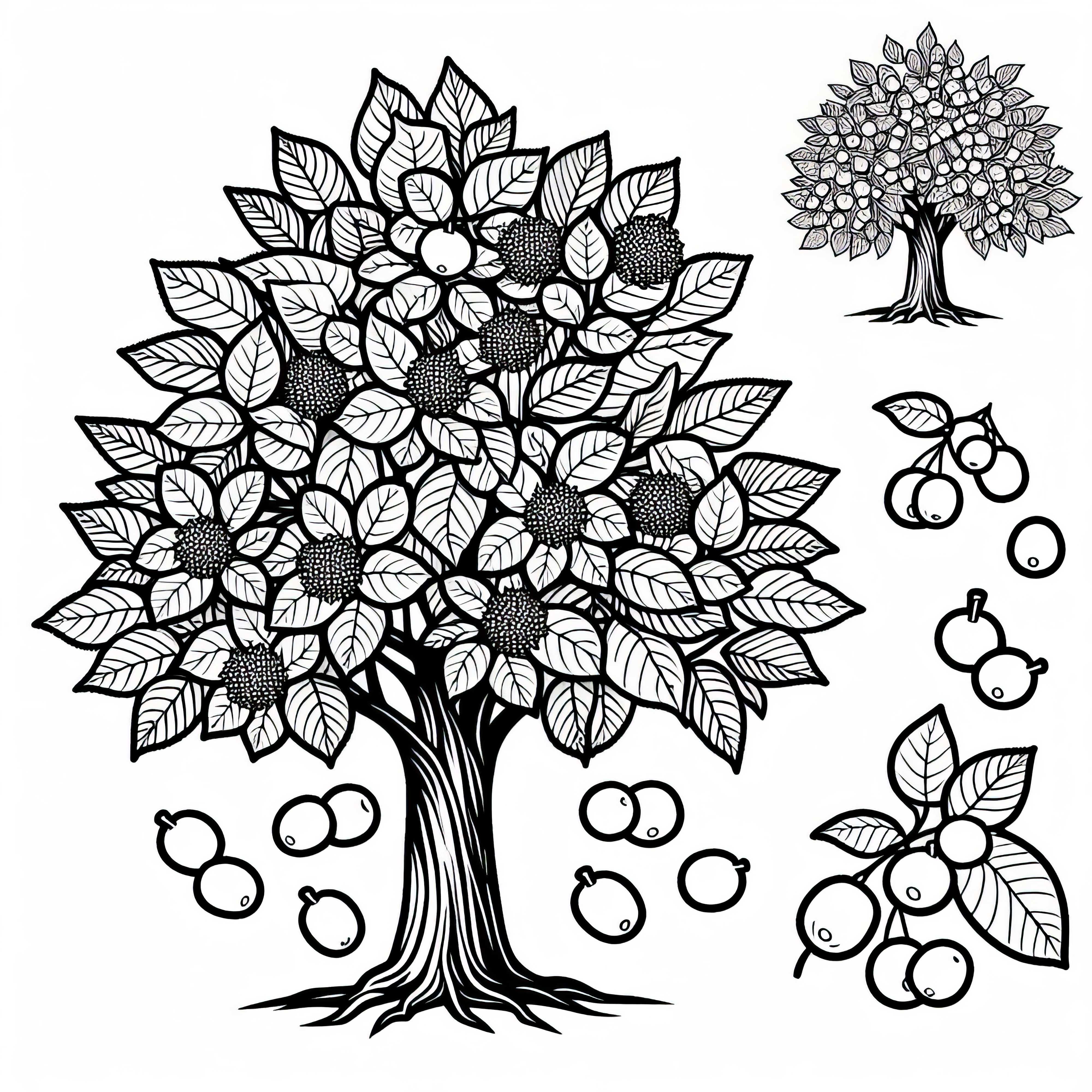 Image à colorier d'un arbre à feuilles – Modèle de coloriage gratuit à imprimer