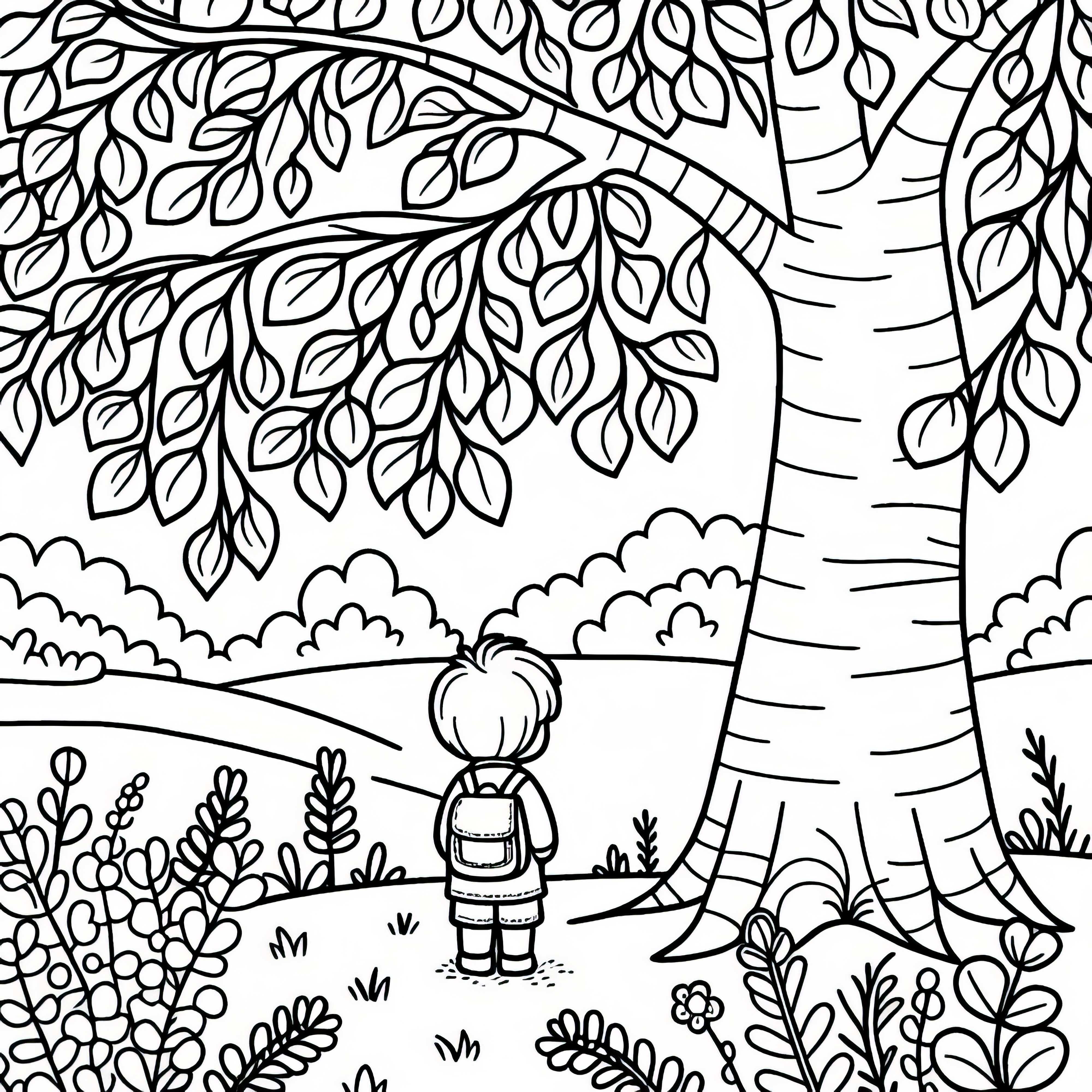 Dítě stojí pod topolem – omalovánka zdarma Dítě stojí pod topolem – zdarma omalovánka