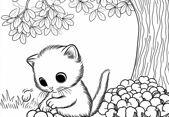 Chatons et duvet de graines sur un peuplier – Dessin à colorier gratuit