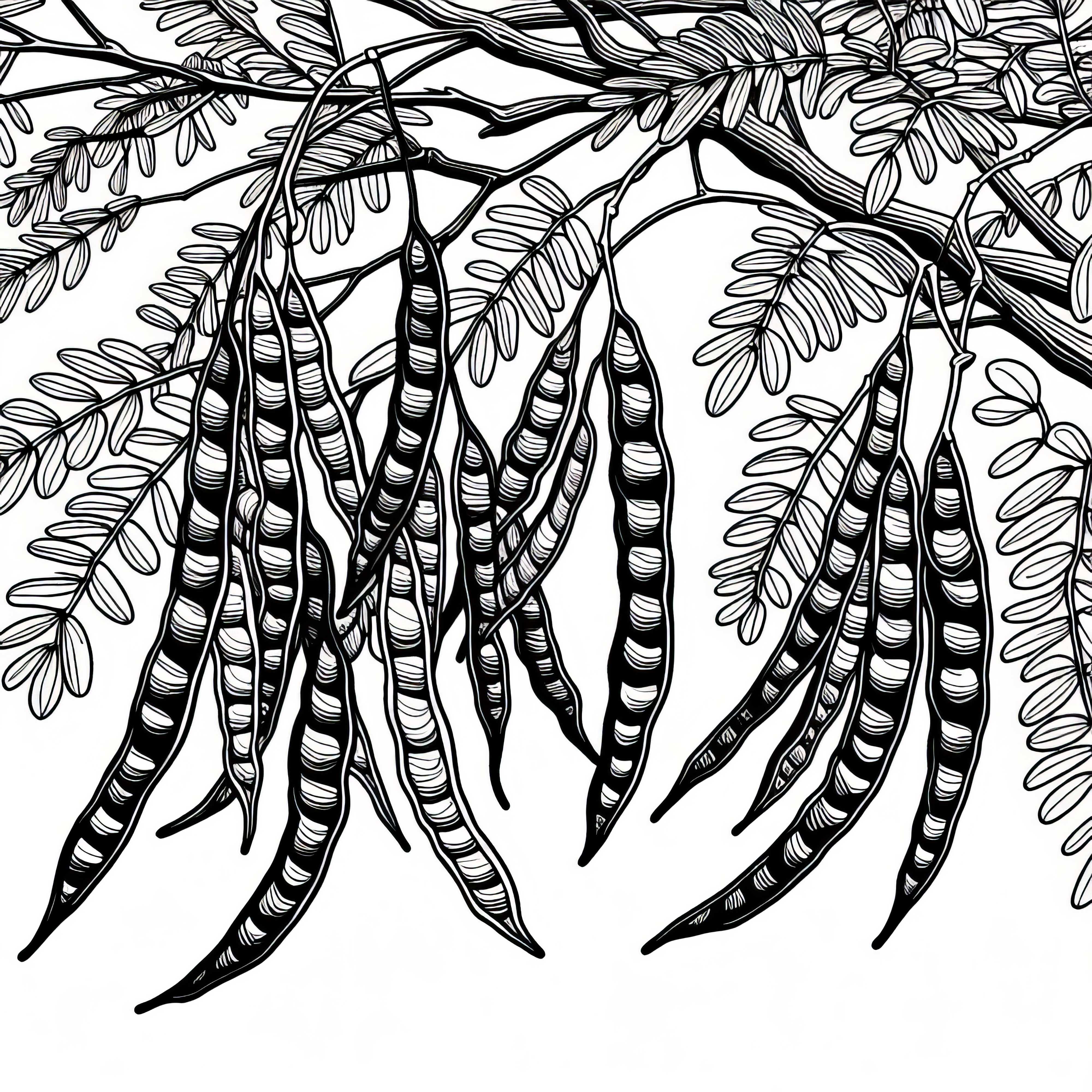 Longas vagens em uma robínia - Desenho para colorir gratuito