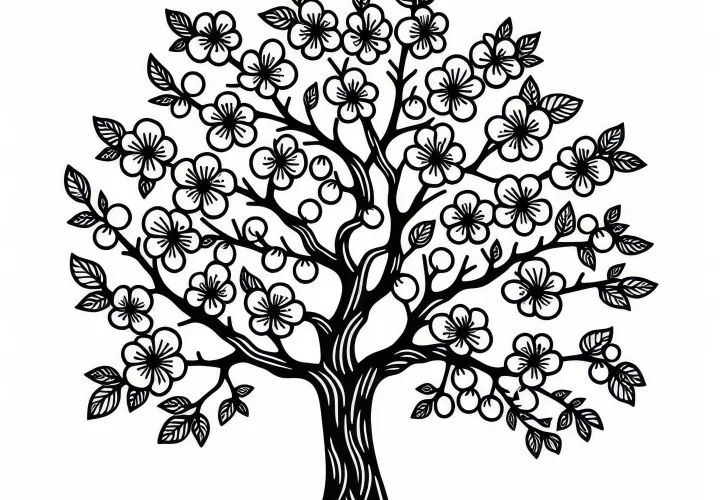 Pflaumenbaum Malvorlage kostenlos zum Download