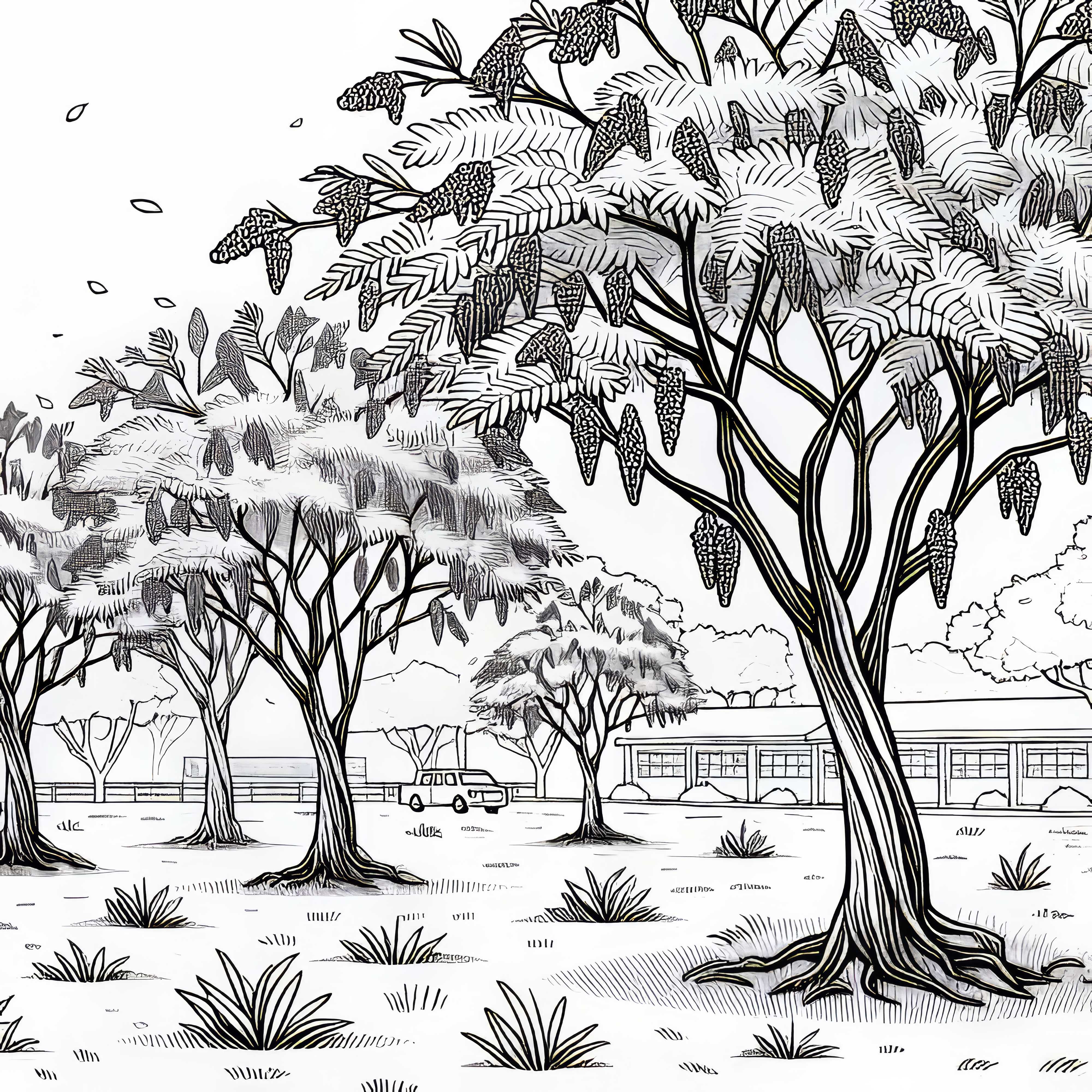 Several free coloring pages of robinia trees Several free coloring pages of robinias