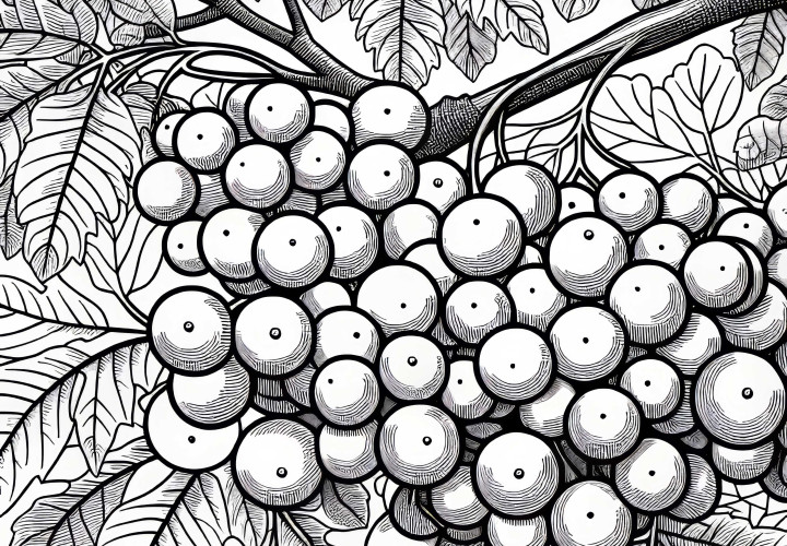 Round fruit clusters on a plane tree – Free coloring page