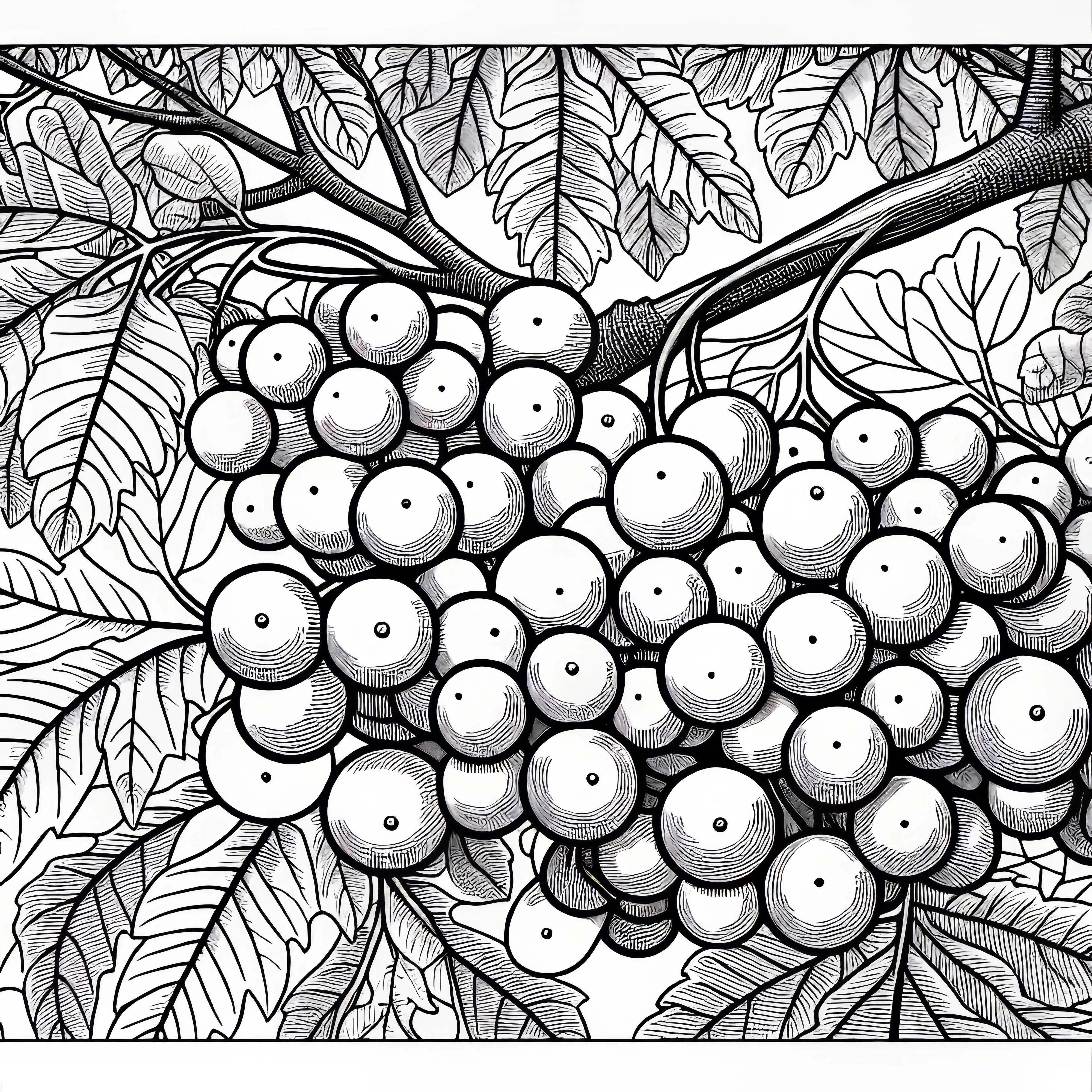 Round fruit clusters on a plane tree – Coloring page free Round fruit clusters on a plane tree - Coloring page free