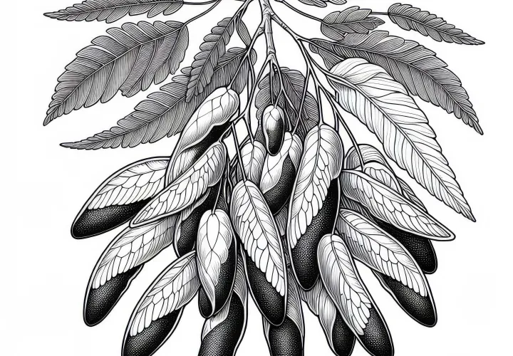 Flügelfrüchte an Ulme Ausmalbild zum Gratis-Download