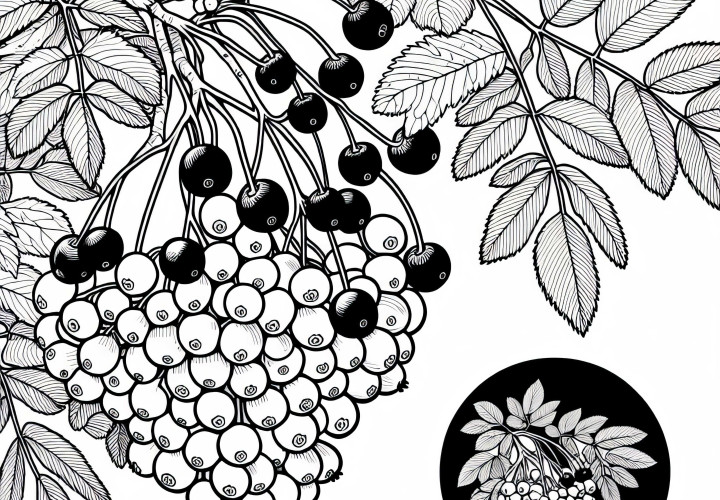 Fruits de sorbier sur le sorbier - Dessin à colorier gratuit