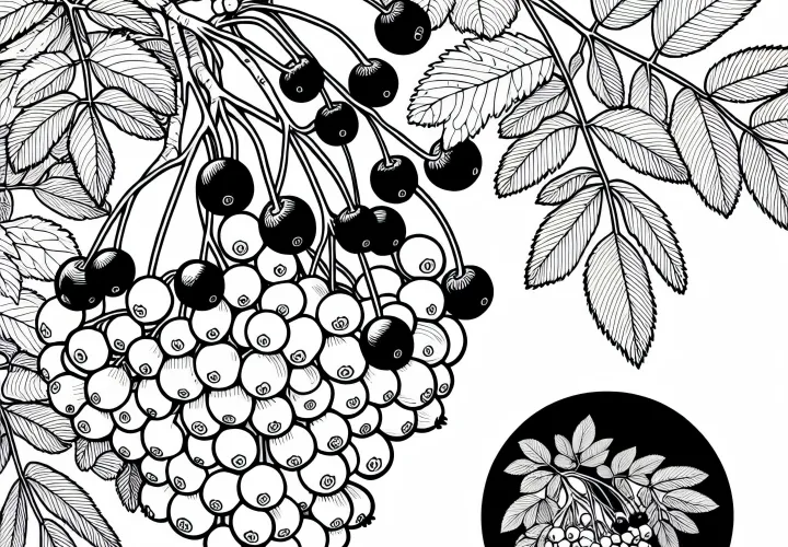 Speierlingsfrüchte am Speierlingsbaum – Ausmalbild kostenlos
