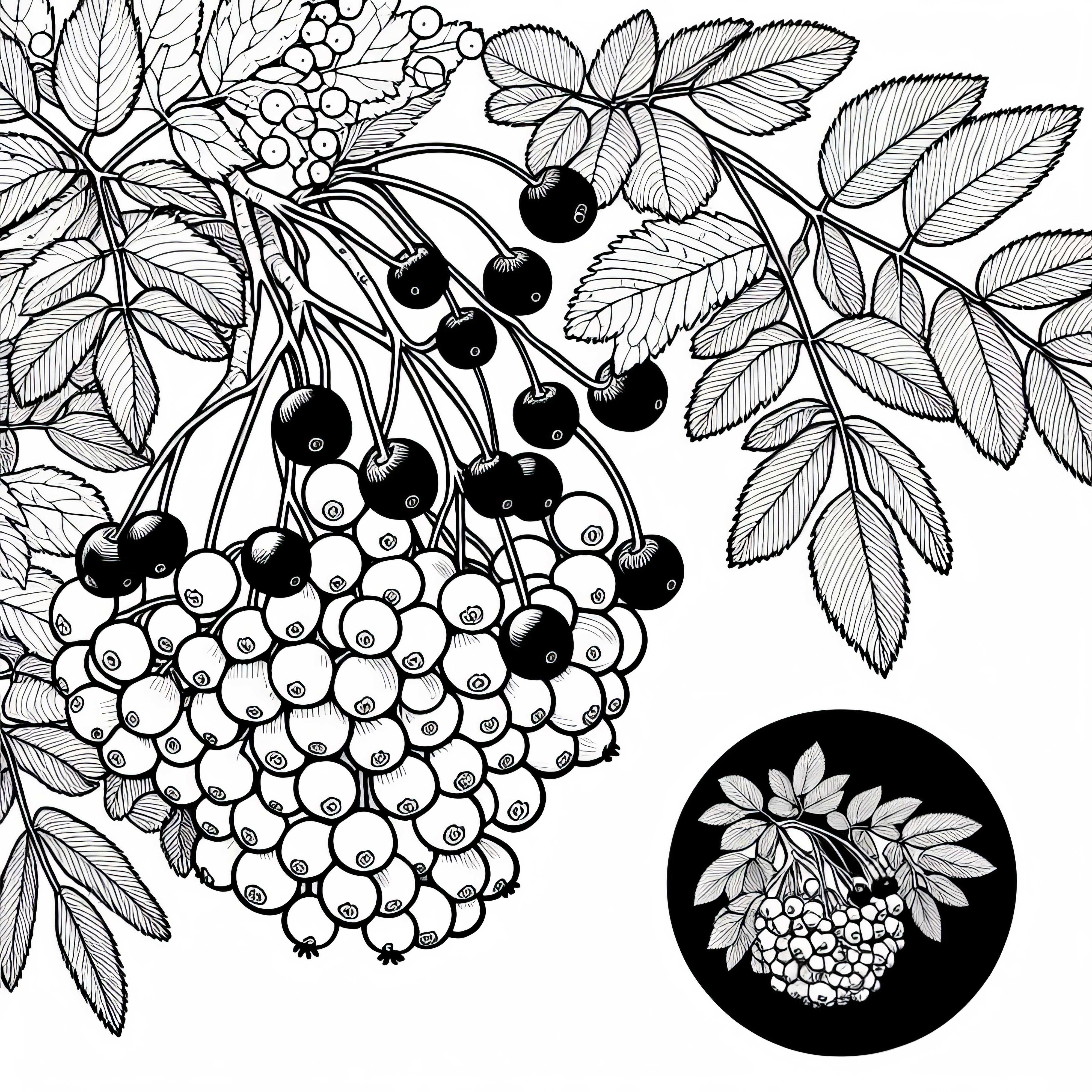 Fruits de l'alisier sur l'alisier – Colorier gratuitement