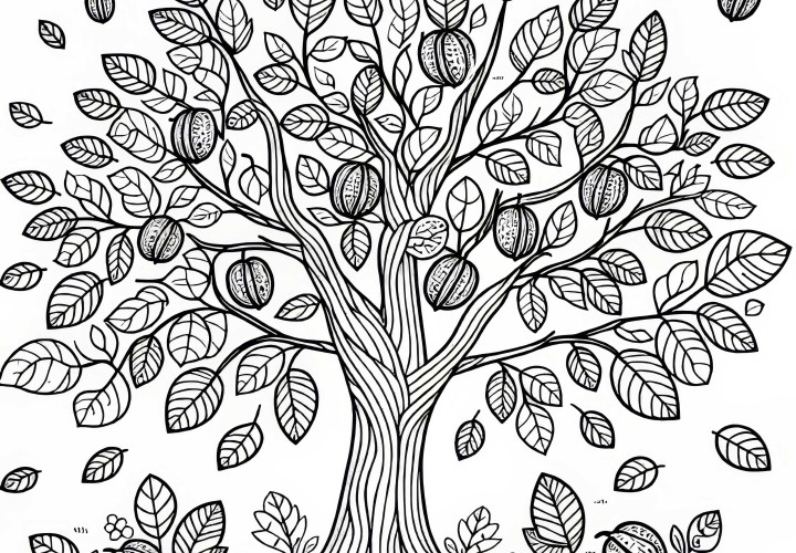 Image à colorier de noyer gratuit