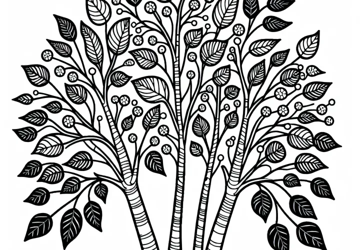 Ausmalbild einer Zitterpappel – Kostenlos zum Download