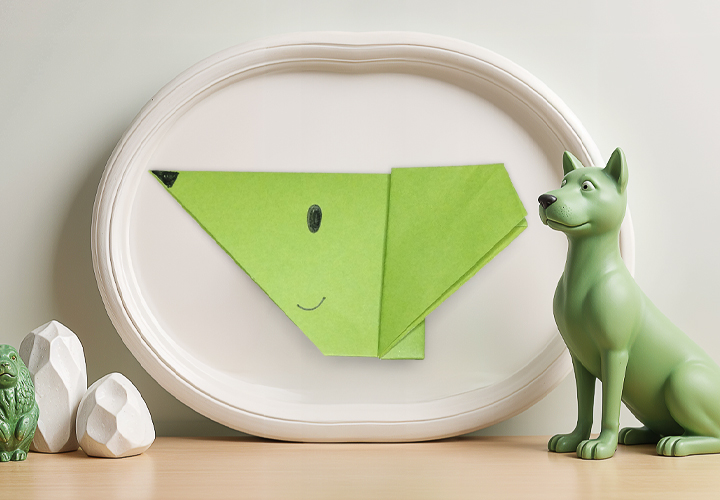 Schiæferhund-origami - enkel vejledning til børn fra 3 år