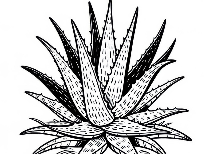 Aloe barvna predloga brezplačno: visoko kakovostna slika rastline za barvanje