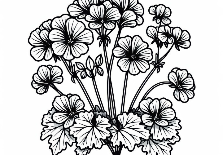 제라늄 색칠하기 이미지 무료 다운로드