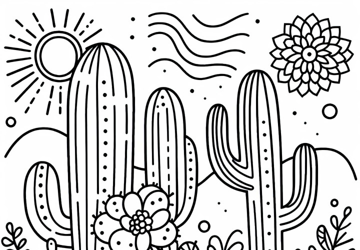 Cactus coloring page free for download