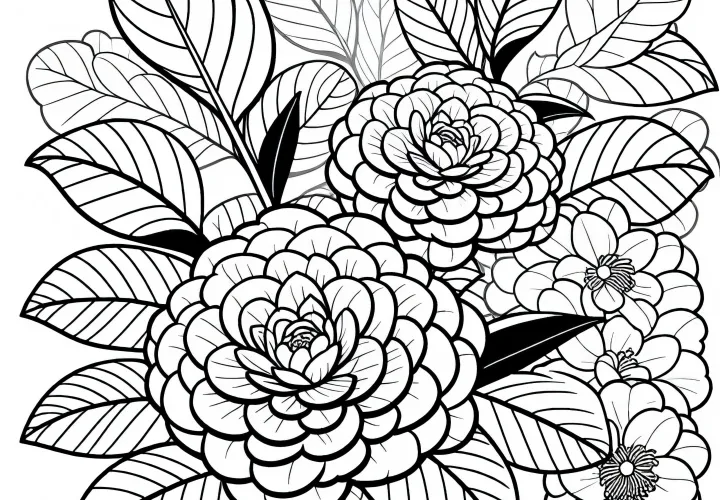 Kamelien Ausmalbild Kostenlos