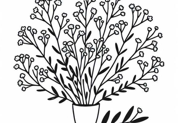 Modèle de coloriage de gypsophile gratuit
